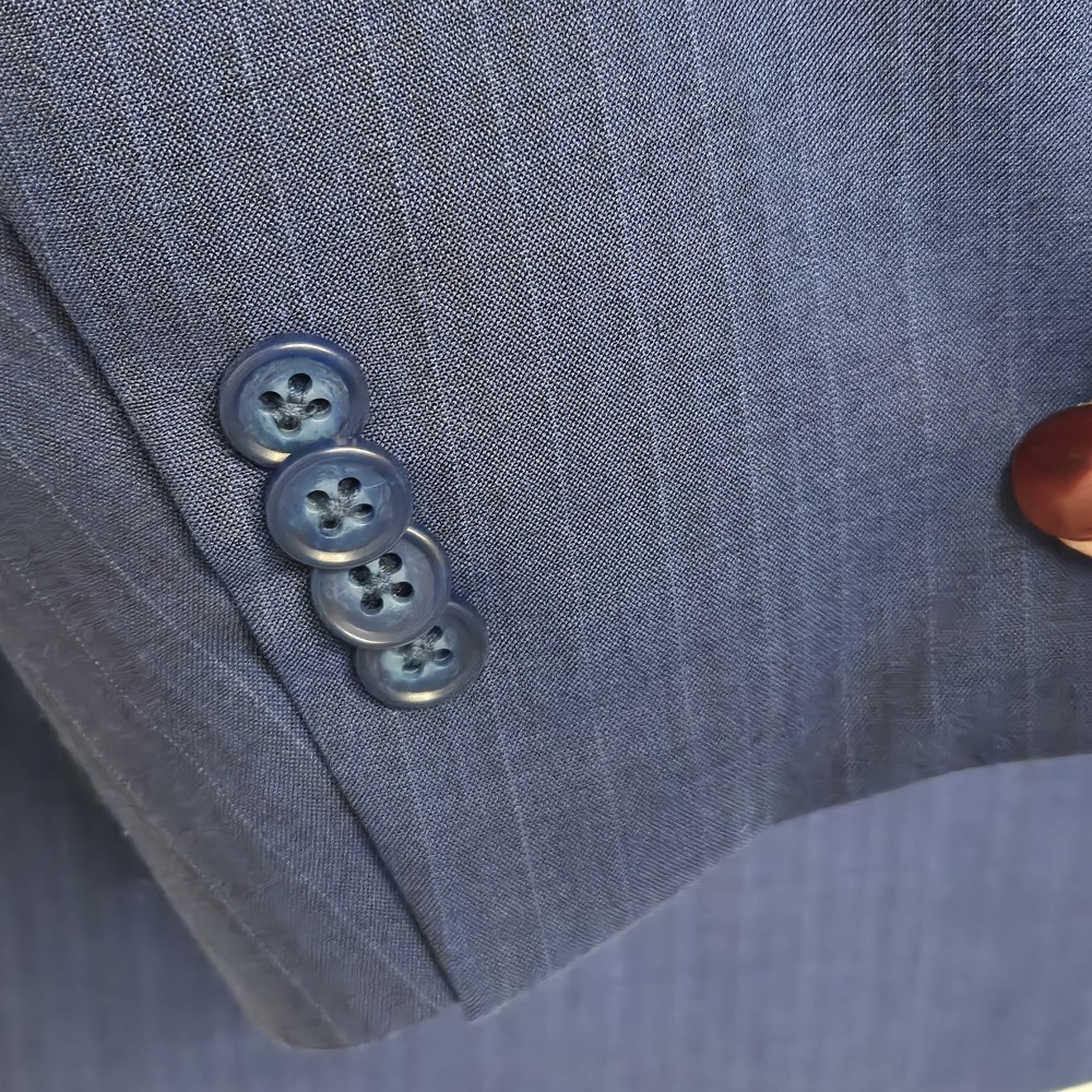 Paul Fredrick Super 100s Wool Blazer 42R Indigo Blue Pinstripe Sport Coat - Picture 6 of 10
